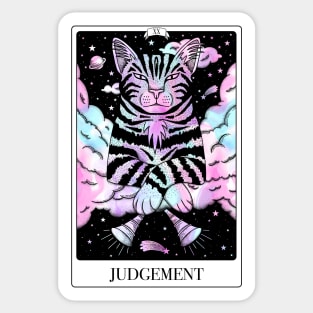 Judgement Tarot Card As A Very Judgemental Tabby Cat with Marble Pastel Colours Sticker